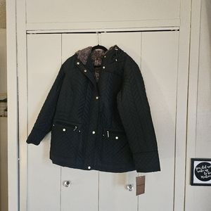 Weatherproof brand (2X) QUILTED HOODED ANORAK WITH FAUX FUR INNER TRIM